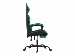 Silla gaming giratoria y reposapiés cuero sintético negro^Clicnbuy Hot