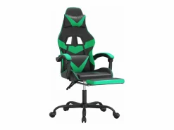 Silla gaming giratoria y reposapiés cuero sintético negro^Clicnbuy Hot