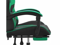 Silla gaming giratoria y reposapiés cuero sintético negro^Clicnbuy Hot
