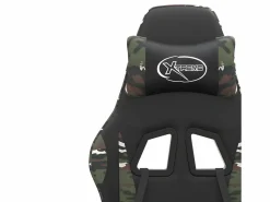 Clicnbuy Silla gaming giratoria y reposapiés cuero sintético Verde Online
