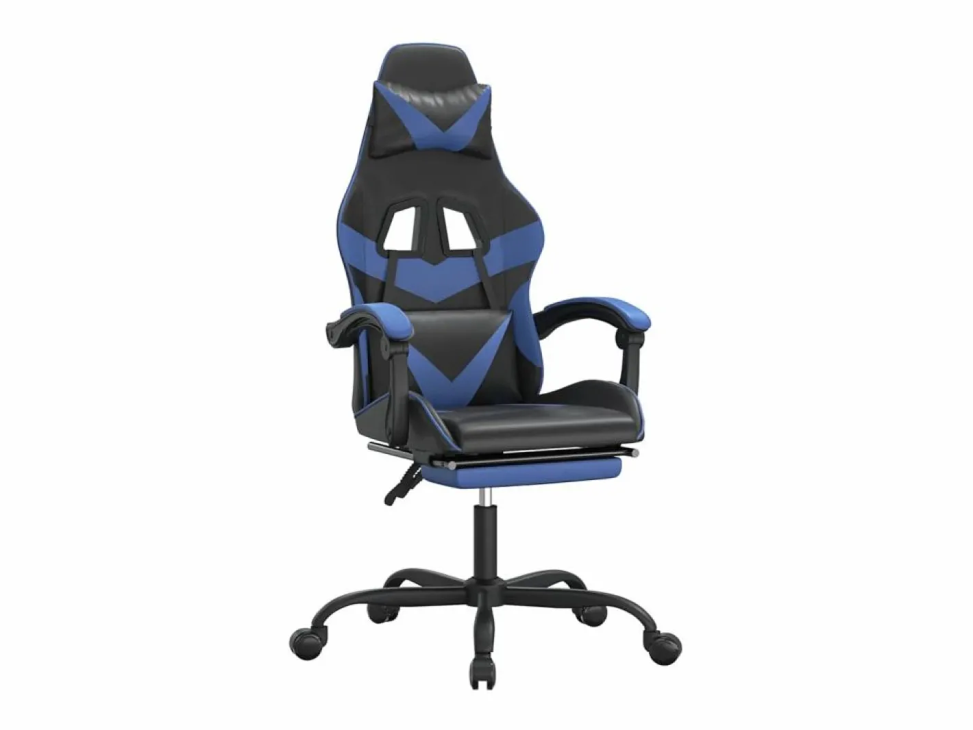 Clicnbuy Silla Gaming|Silla gaming giratoria y reposapiés cuero sintético negro