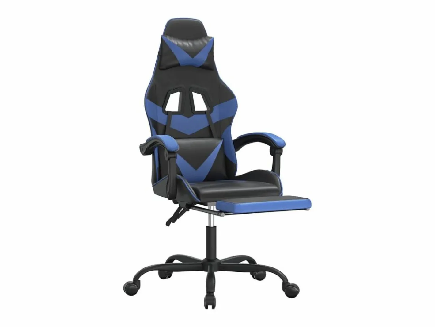 Clicnbuy Silla Gaming|Silla gaming giratoria y reposapiés cuero sintético negro