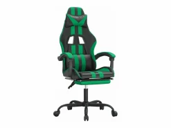Clicnbuy Silla gaming giratoria y reposapiés cuero sintético negro Verde New