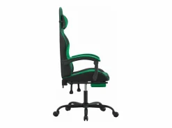 Clicnbuy Silla gaming giratoria y reposapiés cuero sintético negro Verde New
