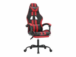 Clicnbuy Silla gaming giratoria y reposapiés cuero sintético negro Rojo New