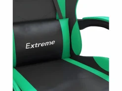 Silla gaming giratoria y reposapiés cuero sintético negro^Clicnbuy Best