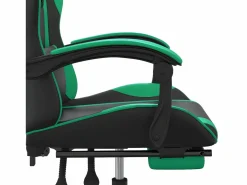 Silla gaming giratoria y reposapiés cuero sintético negro^Clicnbuy Best