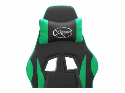 Silla gaming giratoria y reposapiés cuero sintético negro^Clicnbuy Best