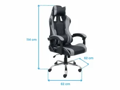 Silla Gaming|Silla gaming Legend cojín lumbar y reposacabezas y gris 120x63x66 cm