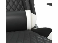 Clicnbuy Silla gaming masaje y reposapiés cuero sintético negro Blanco Discount