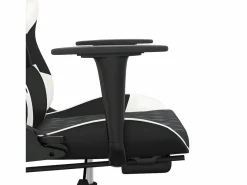 Clicnbuy Silla gaming masaje y reposapiés cuero sintético negro Blanco Discount