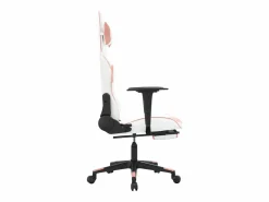 Clicnbuy Silla Gaming|Silla gaming masaje y reposapiés cuero sintético blanco y