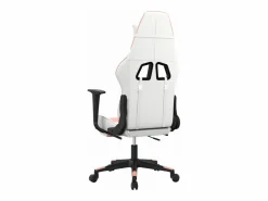 Clicnbuy Silla Gaming|Silla gaming masaje y reposapiés cuero sintético blanco y