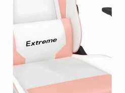 Clicnbuy Silla Gaming|Silla gaming masaje y reposapiés cuero sintético blanco y