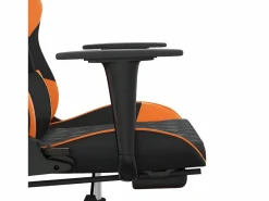 Clicnbuy Silla gaming masaje y reposapiés cuero sintético negro Naranja Discount