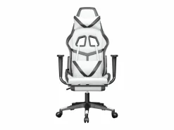 Silla gaming masaje y reposapiés cuero sintético blanco^Clicnbuy Clearance