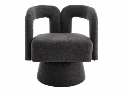 Silla giratoria 360°, sillón giratorio en tejido bouclé, sillón lounge con reposabrazos, sillón relax de respaldo alto con apoyabrazos Gris antracita Outlet
