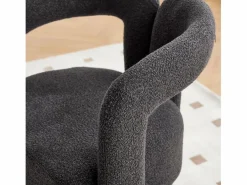 Silla giratoria 360°, sillón giratorio en tejido bouclé, sillón lounge con reposabrazos, sillón relax de respaldo alto con apoyabrazos Gris antracita Outlet
