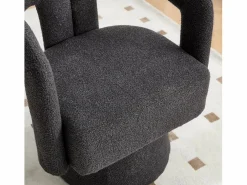 Silla giratoria 360°, sillón giratorio en tejido bouclé, sillón lounge con reposabrazos, sillón relax de respaldo alto con apoyabrazos Gris antracita Outlet