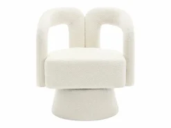 Sillón Escandinavo|Silla giratoria 360°, sillón giratorio en tejido bouclé, sillón lounge con reposabrazos, sillón relax de respaldo alto con apoyabrazos