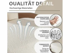 Sillón Escandinavo|Silla giratoria 360°, sillón giratorio en tejido bouclé, sillón lounge con reposabrazos, sillón relax de respaldo alto con apoyabrazos