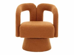 Sillón Escandinavo|Silla giratoria 360°, sillón giratorio en tejido bouclé, sillón lounge con reposabrazos, sillón relax de respaldo alto con apoyabrazos