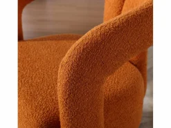 Sillón Escandinavo|Silla giratoria 360°, sillón giratorio en tejido bouclé, sillón lounge con reposabrazos, sillón relax de respaldo alto con apoyabrazos