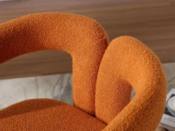 Sillón Escandinavo|Silla giratoria 360°, sillón giratorio en tejido bouclé, sillón lounge con reposabrazos, sillón relax de respaldo alto con apoyabrazos