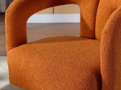 Sillón Escandinavo|Silla giratoria 360°, sillón giratorio en tejido bouclé, sillón lounge con reposabrazos, sillón relax de respaldo alto con apoyabrazos