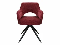 Silla giratoria con reposabrazos en tela texturizada y metal negro - Burdeos - KONYA^Vente-unique Hot