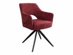 Silla giratoria con reposabrazos en tela texturizada y metal negro - Burdeos - KONYA^Vente-unique Hot