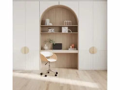 Silla giratoria de madera y PU con ruedas - Adelmar^Rendez-Vous Déco