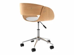 Silla giratoria de madera y PU con ruedas - Adelmar^Rendez-Vous Déco