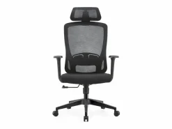 Silla giratoria de oficina ergonómica con reposabrazos, reposacabezas y soporte lumbar, ajustable, silla de escritorio de tela, - ZIK Negro Sale