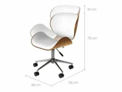 Rendez-Vous Déco Silla giratoria de oficina en piel sintética blanca 79-91cm - Baudoin Blanco Sale