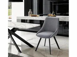 AHD Sillas Y Lotes De Sillas|Silla giratoria de tela para salón-comedor de diseño moderno Navya - Oscuro