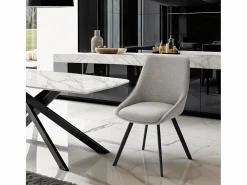 Silla giratoria de tela para salón-comedor de diseño moderno Navya - claro^AHD Discount
