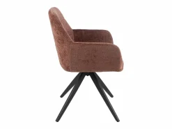Silla LOUNA con reposabrazos – Tejido suave y patas de acero negro-Color Marrón^Les Tendances Outlet