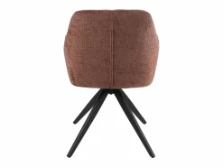 Silla LOUNA con reposabrazos – Tejido suave y patas de acero negro-Color Marrón^Les Tendances Outlet