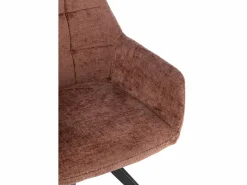Silla LOUNA con reposabrazos – Tejido suave y patas de acero negro-Color Marrón^Les Tendances Outlet