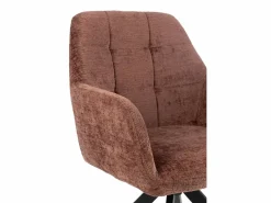 Silla LOUNA con reposabrazos – Tejido suave y patas de acero negro-Color Marrón^Les Tendances Outlet