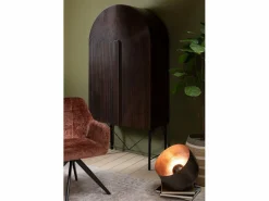 Silla LOUNA con reposabrazos – Tejido suave y patas de acero negro-Color Marrón^Les Tendances Outlet