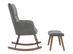 vidaxl Sillón Balancín|Silla mecedora con reposapiés terciopelo oscuro