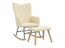 vidaxl Sillón Balancín|Silla mecedora con reposapiés tela color