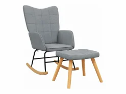 Silla mecedora con reposapiés tela claro^vidaxl Outlet
