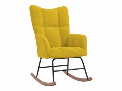 Silla mecedora con reposapiés tela mostaza^vidaxl Discount