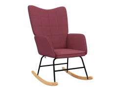 vidaxl Silla mecedora con reposapiés tela tinto Rojo Sale