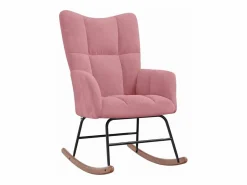 vidaxl Silla mecedora con reposapiés terciopelo Rosa New