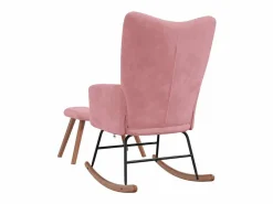 vidaxl Silla mecedora con reposapiés terciopelo Rosa New