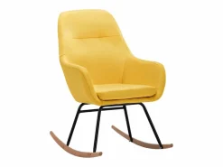 Silla mecedora de tela amarilla mostaza^vidaxl
